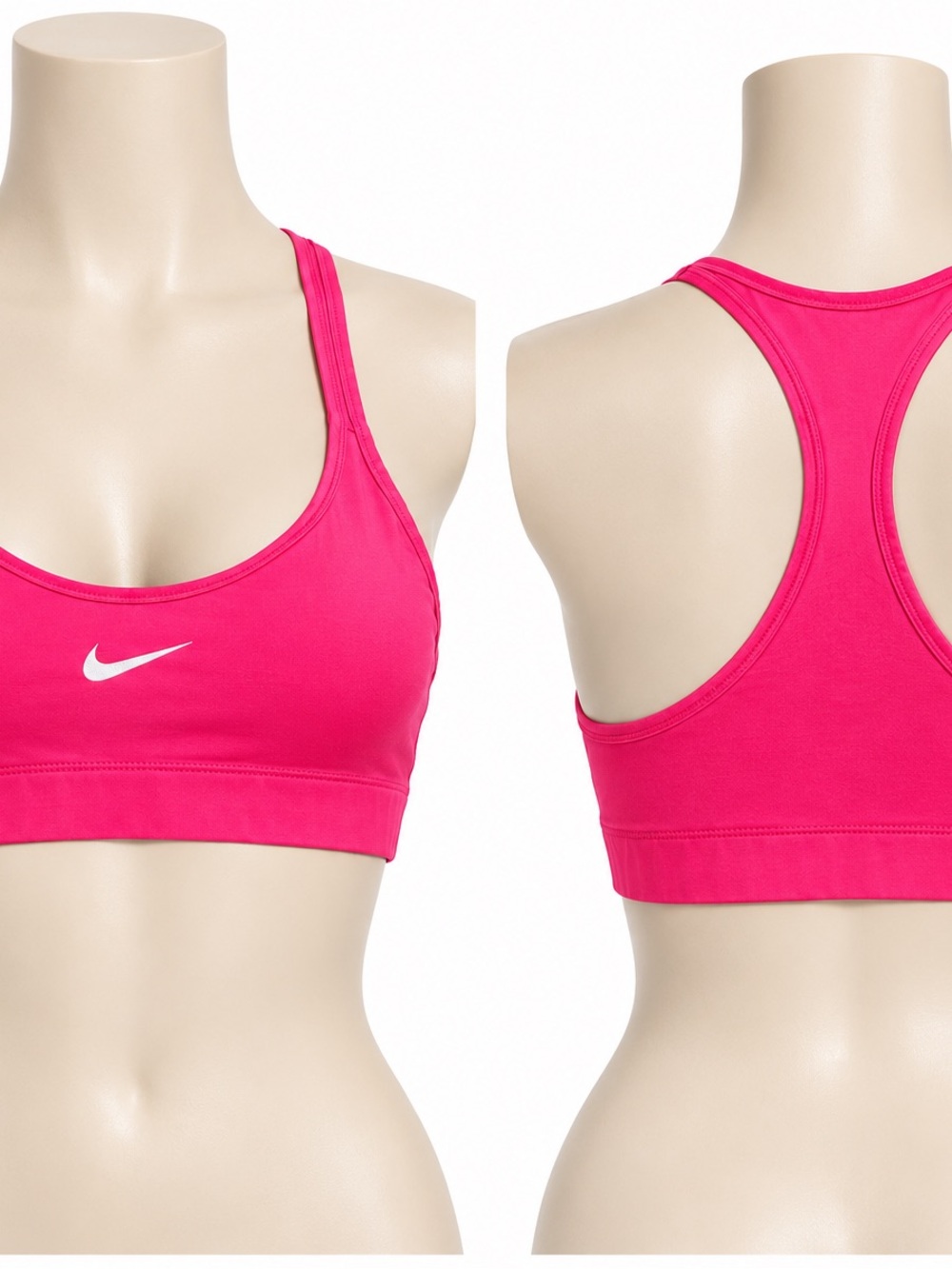 Nike Hot Pink Racerback Sports Bra with White Swoosh